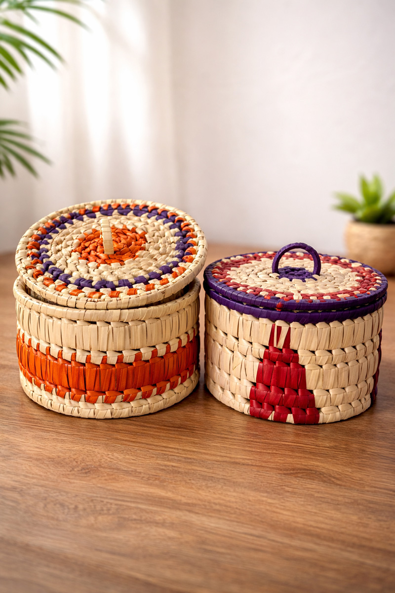 Palm leaf storage box